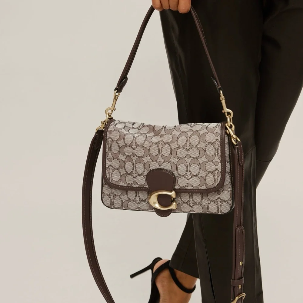 Coach Soft Tabby Signature Shoulder Crossbody Bag in Maple - Picture 7 of 16